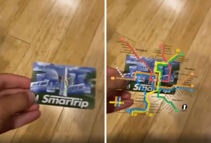 Washington Dc New Metro Pass Displays The Metro Map With Augmented Reality When You Look At It With Your Phone Or Smart Glasses