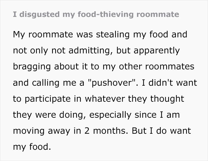 “She Looked Utterly Disgusted”: Thieving Roommate Learns Her Lesson “She Looked Utterly Disgusted”: Thieving Roommate Learns Her Lesson