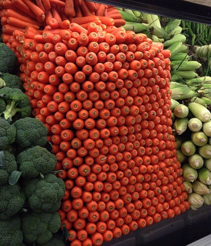 Carrots Stacked At The Supermarket