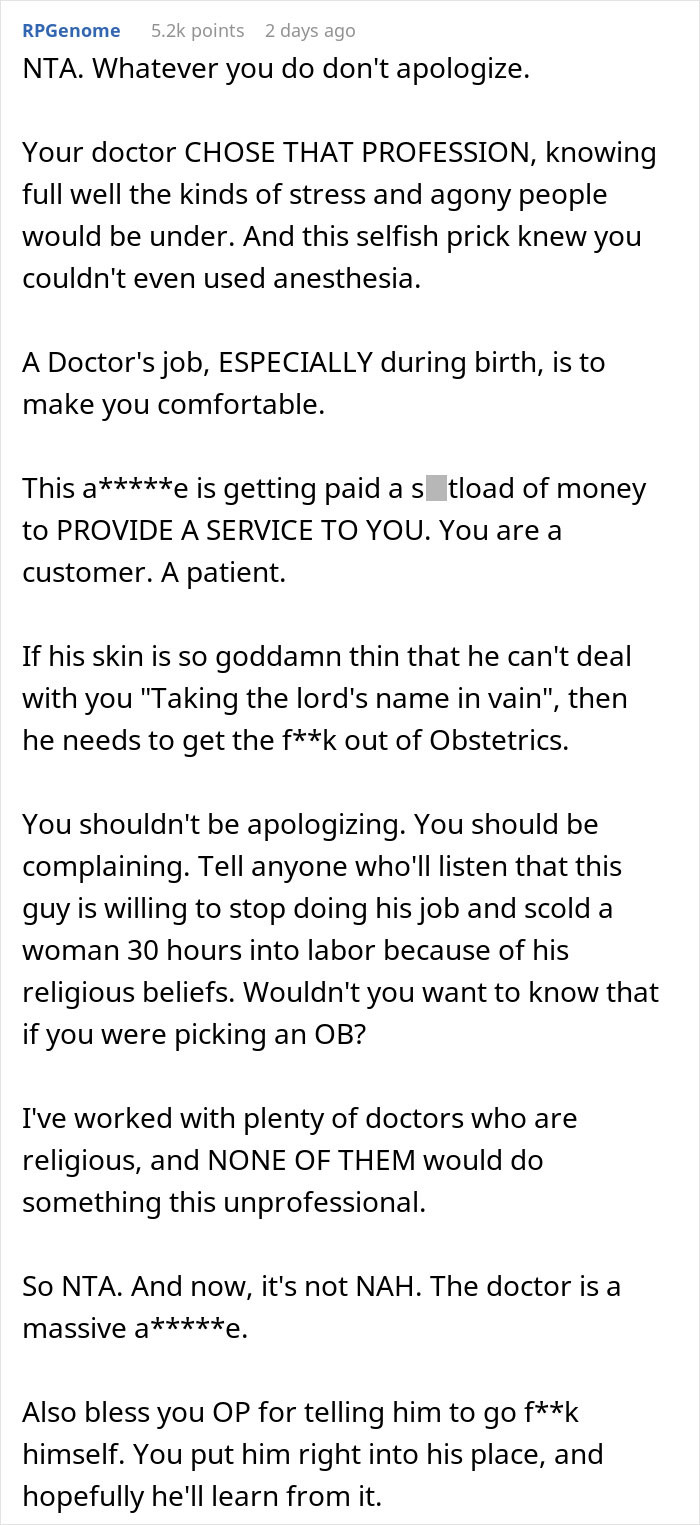 Husband Thinks Wife Should Apologize To Her Doctor For Cursing At Him While Giving Birth