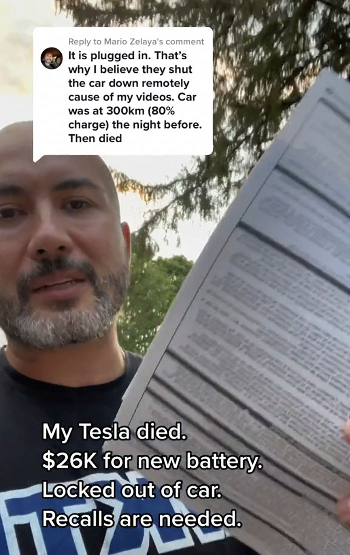 “I’ll Never Buy Another Tesla”: Fuming Driver Locked Out Of Tesla Is Forced To Pay $26k For A New Battery “I’ll Never Buy Another Tesla”: Fuming Driver Locked Out Of Tesla Is Forced To Pay $26k For A New Battery