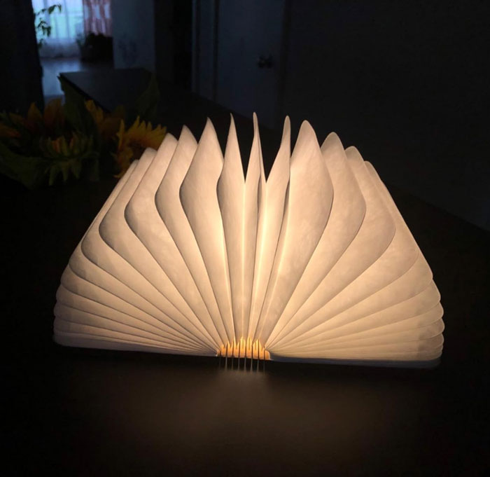 Book Lamp: A unique accent piece that's a lifesaver for reading in bed, camping trips, or creating mood lighting and it unfolds like a book! Safe, convenient charging design ensures it will be ready when you are, and it’s an eye-catching gift that even non-readers will love.