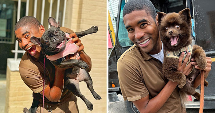UPS Guy Takes Selfies With All The Neighborhood Dogs While Delivering Parcels (50 New Pics)