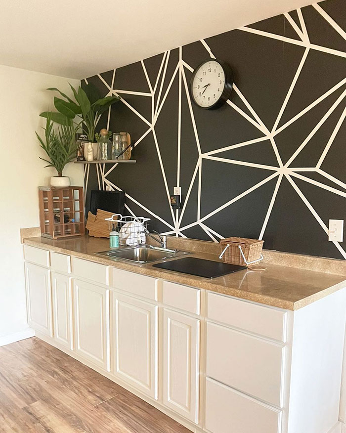 Lines kitchen wall painting design.