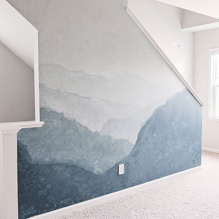 Gray wall painting design.
