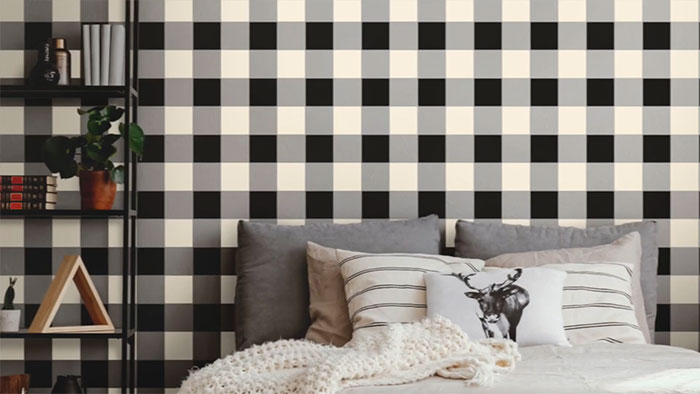 Checkers wall design for bedroom.