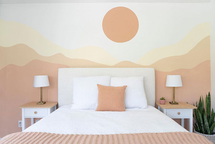 Sunset wall painting for bedroom.
