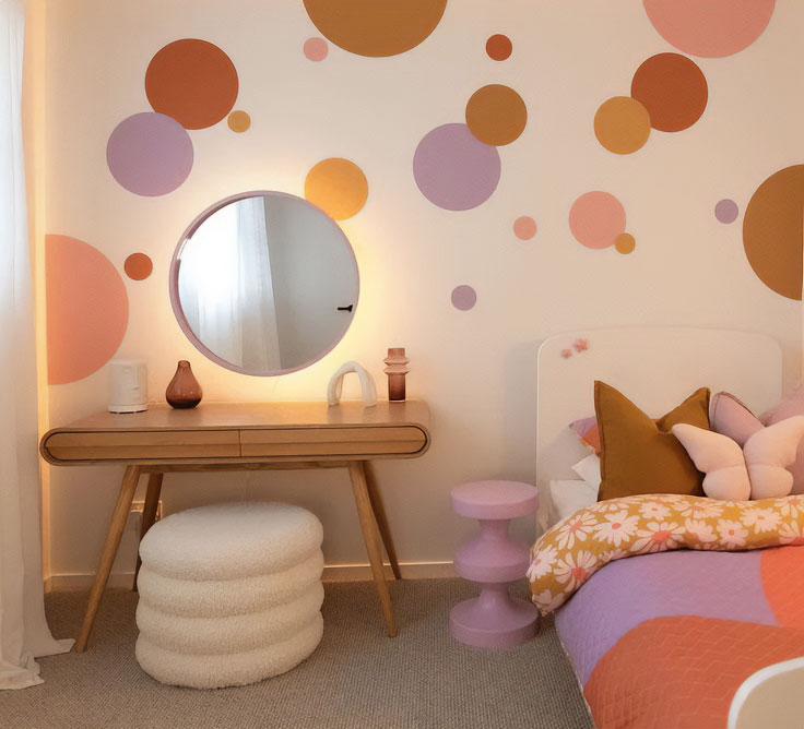 Polka dots bedroom wall design.