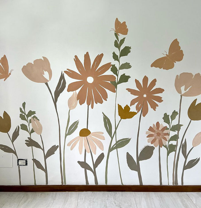 Flowers wall painting design.