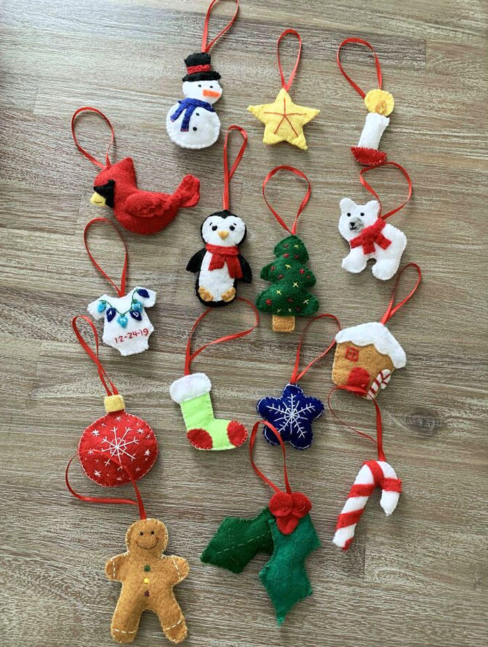 Making Felt Ornaments For My Son Who Was Born On Christmas Eve 2019. I Have A Few More To Go, But I Am Proud Of What I've Done So Far
