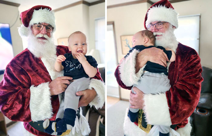 My Dad Is A Professional Santa, And He Thought He Would Never Be A Grandpa. He's Been So Excited For Christmas Since My Baby Was Born
