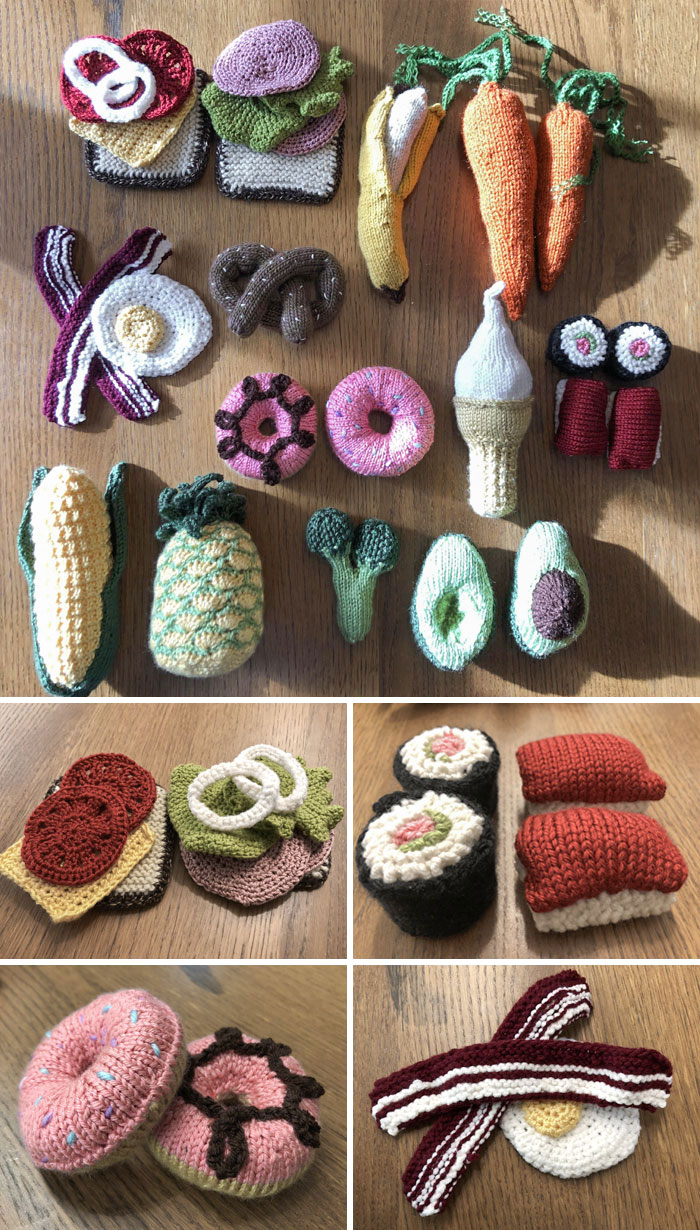 It's Finally Done. I Crocheted And Knitted Pretend Food For My Niece As A Christmas Present. She's Almost Two. I Think We Are Going To Have A Great Time With All Of This