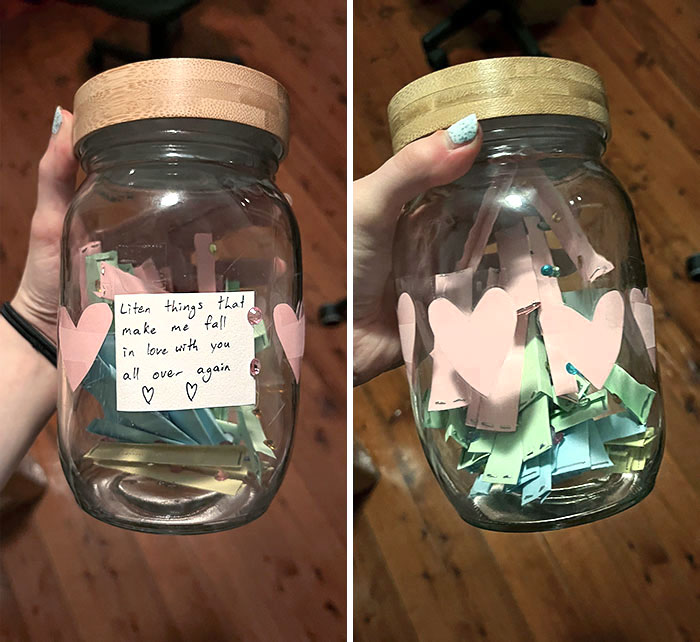 My Partner Made Me This Jar For Christmas. It Was A Full Of Small Envelopes With Little Things I Do That I Didn't Even Know Anyone Noticed. I Definitely Didn't Cry