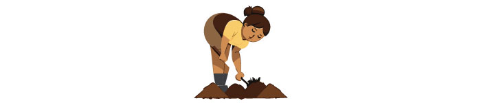 Illustration of woman digging soil