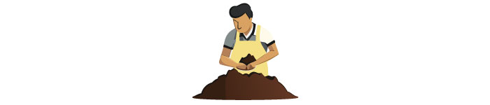 Illustration of man planting seed into soil
