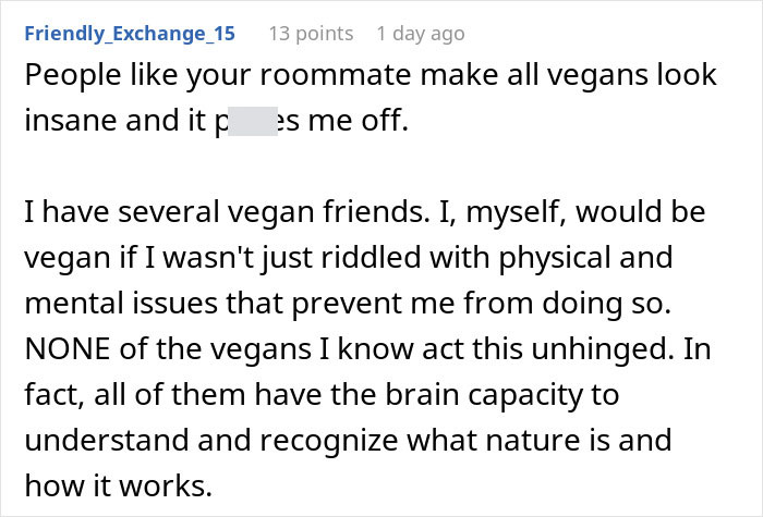 Woman Is Done With Vegan Roommate’s Daily Shaming Of Her Diet, Comes Up With Genius Revenge