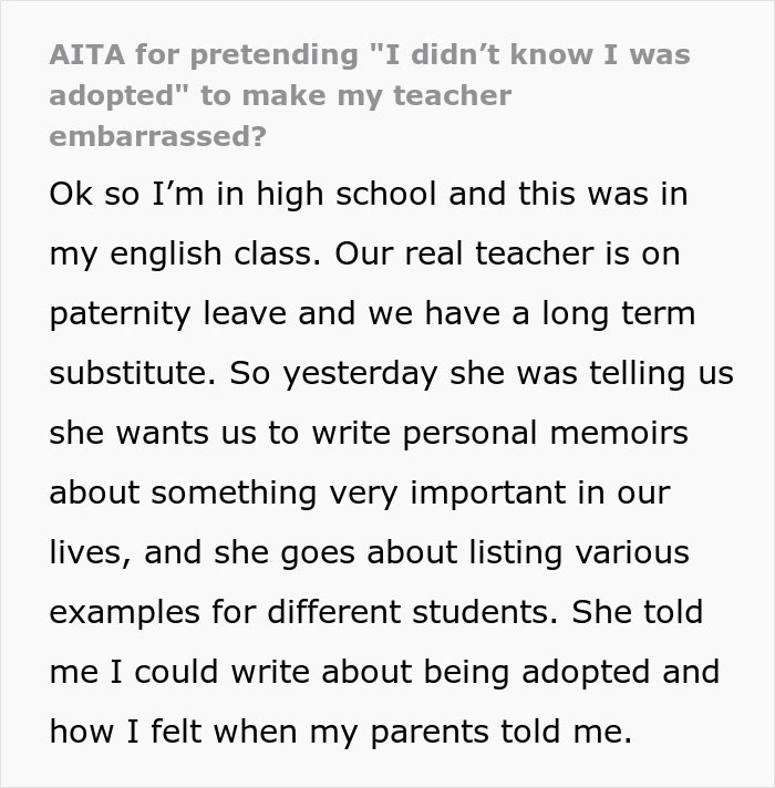 “What Do You Mean I’m Adopted?”: Student Embarrasses Teacher For Making Assumptions “What Do You Mean I’m Adopted?”: Student Embarrasses Teacher For Making Assumptions
