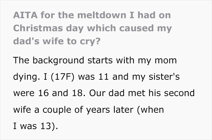 Teen Has A Meltdown During Family Christmas After Her Dad's New Wife Tries To Become Her Mom