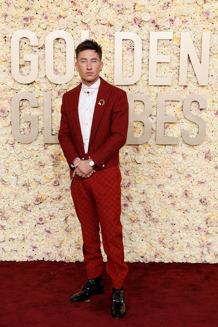 Barry Keoghan's Custom Red Louis Vuitton Suit 