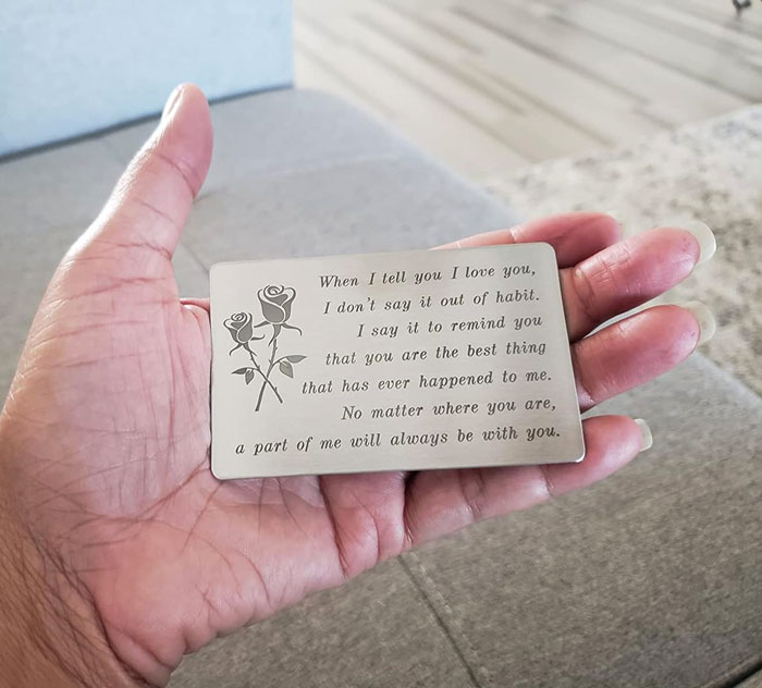 Give Love A Home In His Pocket With This Engraved Wallet Card Insert, Forever Reminding Him Of The Bond You Share