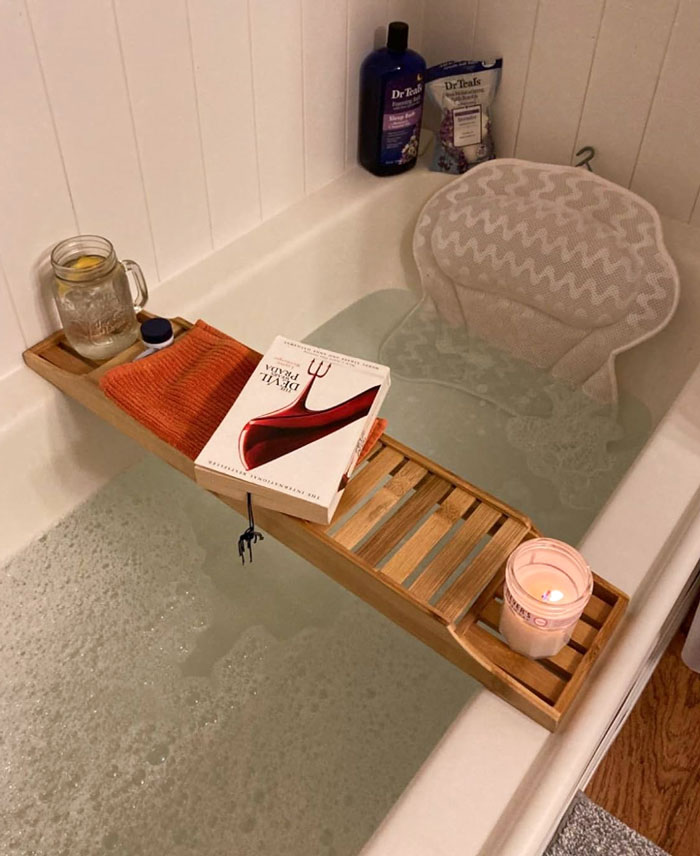 Relax, Rewind, And Unplug With A Bamboo Bathtub Tray That Keeps Everything They Need For A Spa-Like Soak Neatly Within Reach