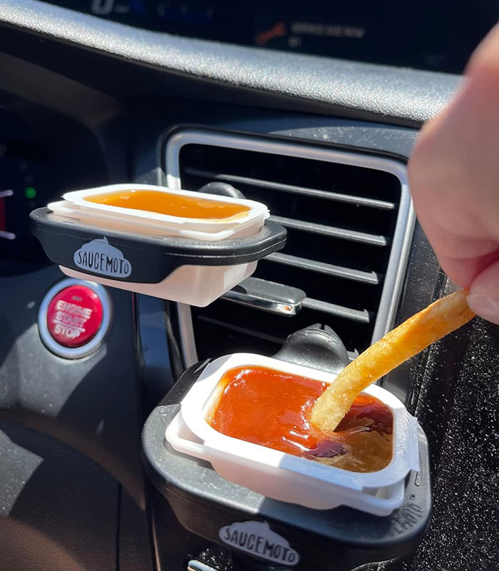 Help Them Rev Up Their Drive-Thru Experience With A Saucemoto Dip Clip, The In-Car Sauce Holder Perfect For All Ketchup And Dipping Sauce Lovers!
