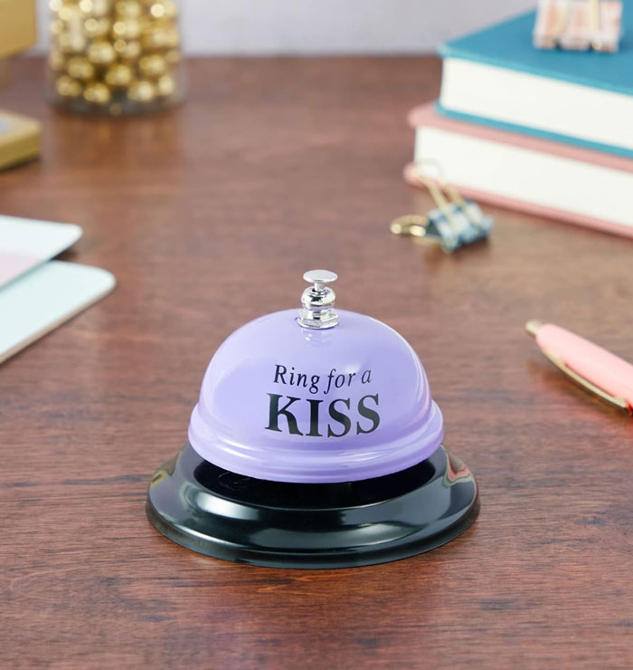 This 'Ring For A Kiss' Desk Bell Is A Funnily Romantic Gift That Ensures Eternal Love And Endless Kisses Are Just A Ring Away!