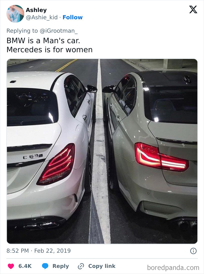 BMW Is A Man's Car. Mercedes Is For Women