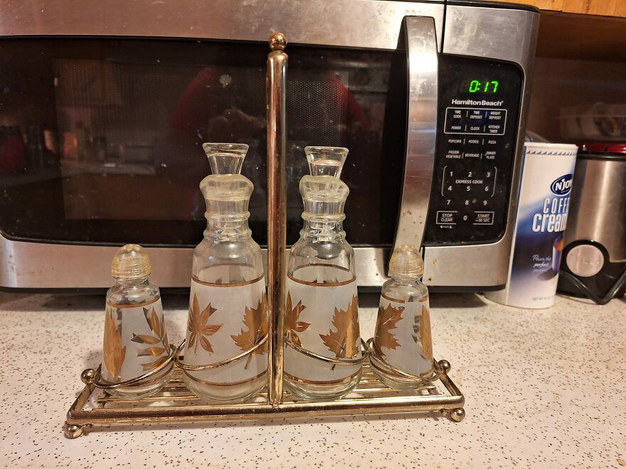 Found This Condiment Set At A Local Estate Sale For 1.00!!!! My Mother Had A Set Of The Drinking Glasses That We Only Got To Use On Special Occasions. I Had No Idea That A Condiment Set Like This Existed!!