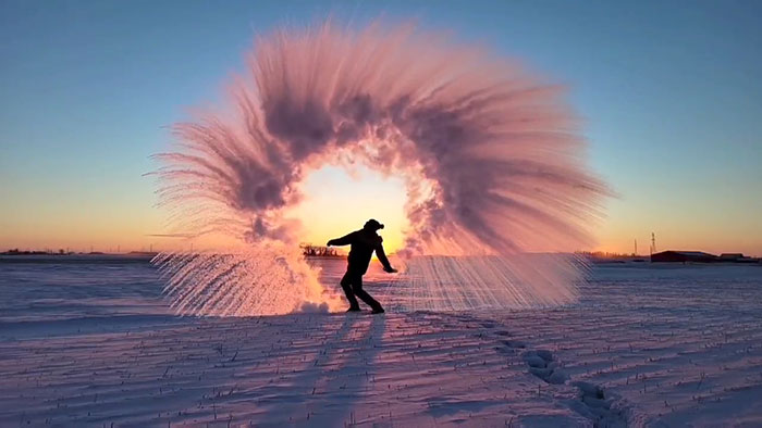Calgary, Alberta This Morning!  Hot Water Freezes Faster Than Cold Water Due To The 