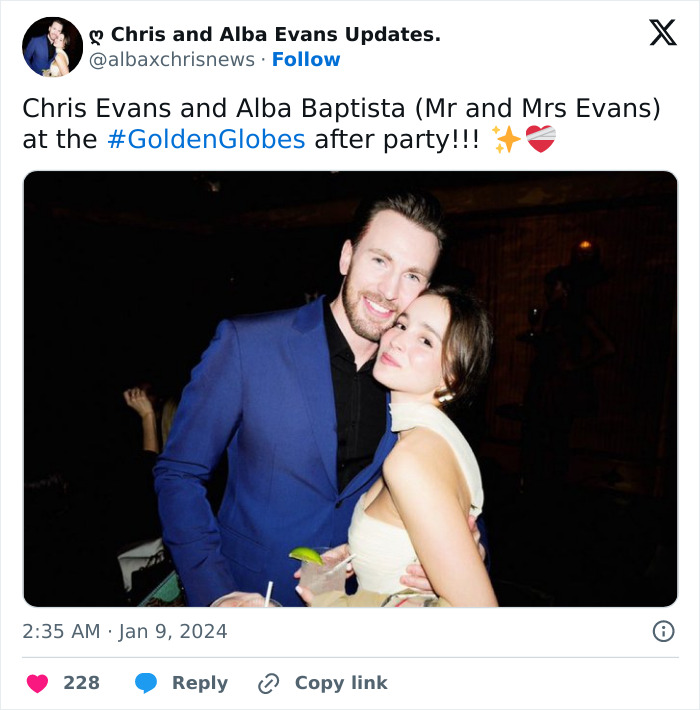 Newlyweds Chris Evans And Alba Baptista