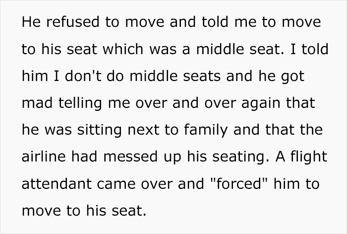 Woman Refuses To Switch Seats With A Man So He Can Sit With Family, Flight Attendant Intervenes