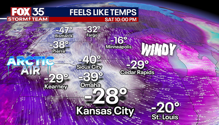 "Weather map showing record-cold temperatures, with Kansas City at -28, during Chiefs-Dolphins game weekend. "Weather map showing record-cold temperatures, with Kansas City at -28, during Chiefs-Dolphins game weekend.