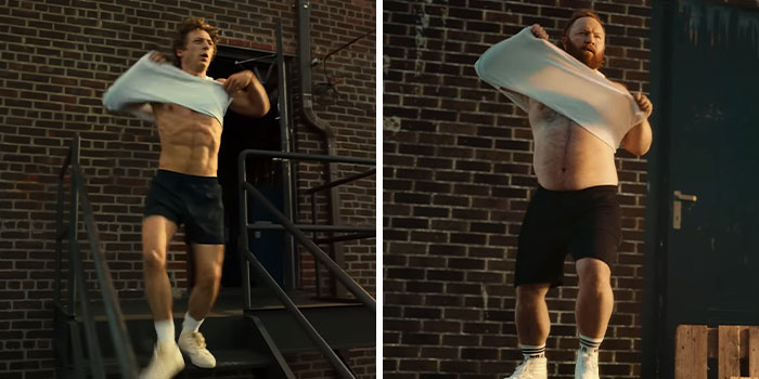 German Beer Brand Hilariously Spoofs Jeremy Allen White’s Calvin Klein Ad With A Real “Dad Bod”