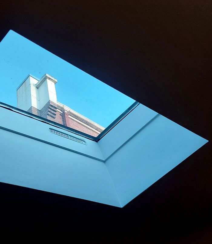 Skylight View Above Restaurant Table
