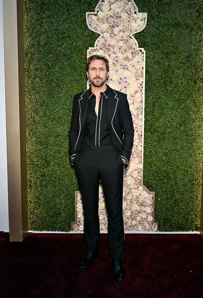 Ryan Gosling's Custom Gucci Black Wool Suit 