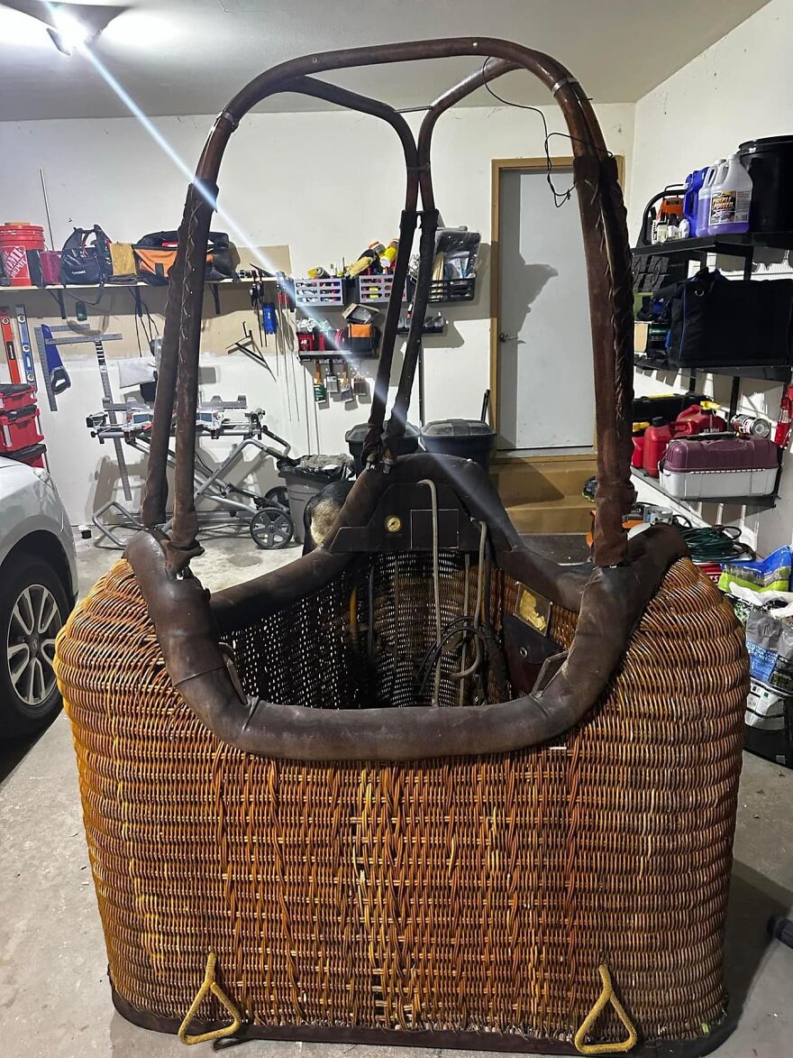 I Think I’ve Acquired My Best Thrift Yet From Our Local Town Page😭 I Am Now The Owner Of This Beautiful 1974 Firefly Hot Air Balloon Basket For Free😫😫😫 Edit: Since My Comment Is Buried Amongst Everyone Else’s I Figure I’d Update Here 😊 I Plan To Make A Reading Nook Out Of It And Eventually Make A Stained Glass Globe To Have Over The Top And Place A Light In The Dome. My Oldest Daughter Is Always Reading So It’ll Be Put To Good Use. I Love To Hear All The Suggestions But We Have To Remember These Baskets Aren’t Made To Stay Out In The Elements Especially With Me Living In Wisconsin. The Snow And Rain Isn’t Good For The Wicker And Would Make It More Brittle Over Time. I Want To Keep It In Its Best Condition As Much As Possible💕