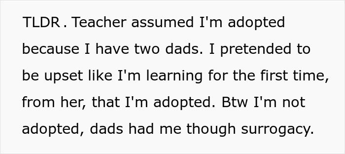 Person Pretends They Didn't Know They Were Adopted To Get Back At Teacher