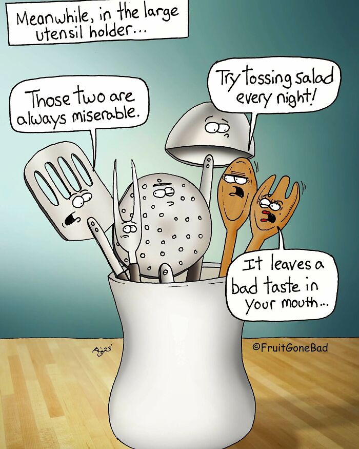 Cartoonist Draws 22 Absurd Comics Using Food Characters Weird Conservations (New Pics)