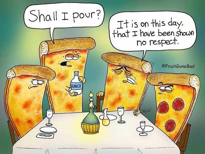 Cartoonist Draws 22 Absurd Comics Using Food Characters Weird Conservations (New Pics)