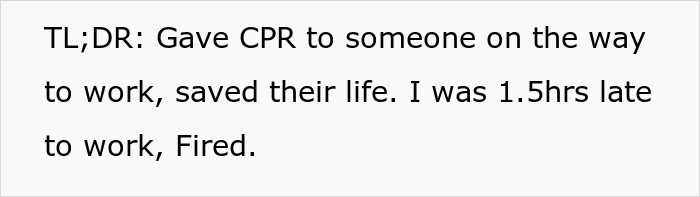 “I Was Fired On The Spot”: Person’s Heroic Move On The Way To Work Cost Them A Job “I Was Fired On The Spot”: Person’s Heroic Move On The Way To Work Cost Them A Job