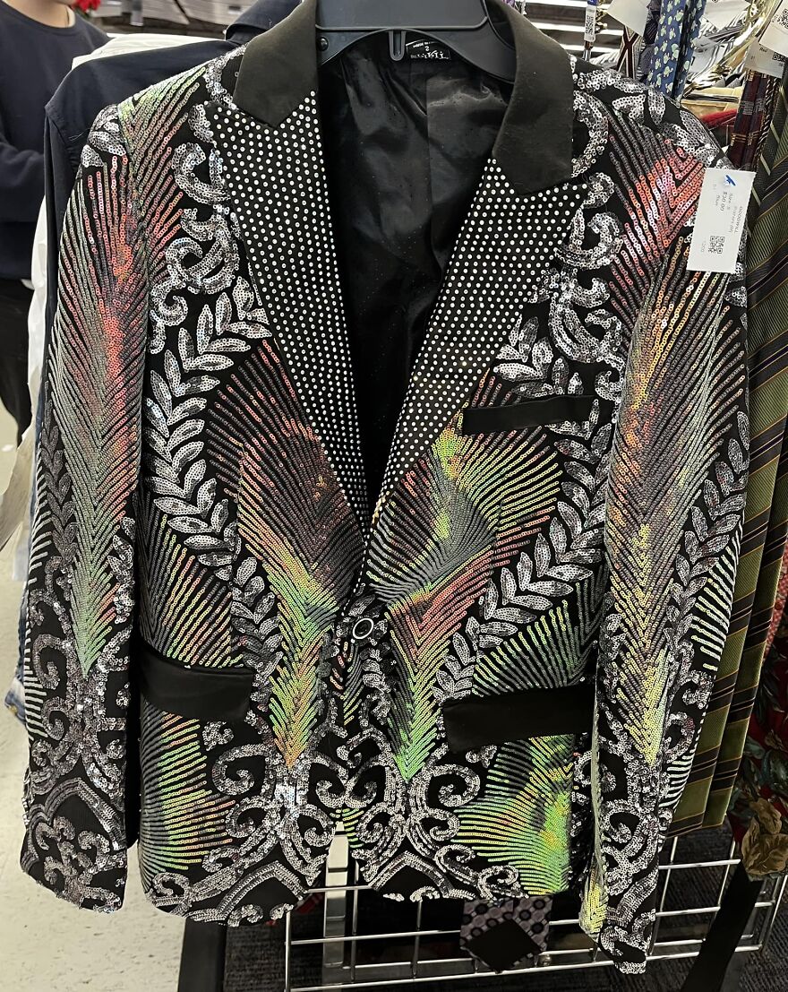 Channeling Bruno Mars Sequined Tux Jacket. Every Inch Of This Men’s Jacket Was Sequined. Found And Left At Local Goodwill In Portland, Oregon. $30