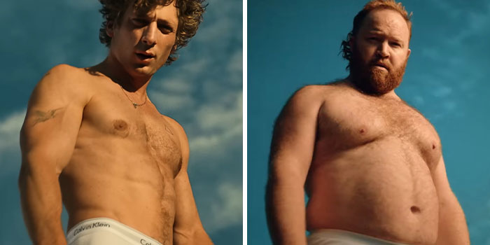 German Beer Brand Hilariously Spoofs Jeremy Allen White’s Calvin Klein Ad With A Real “Dad Bod”