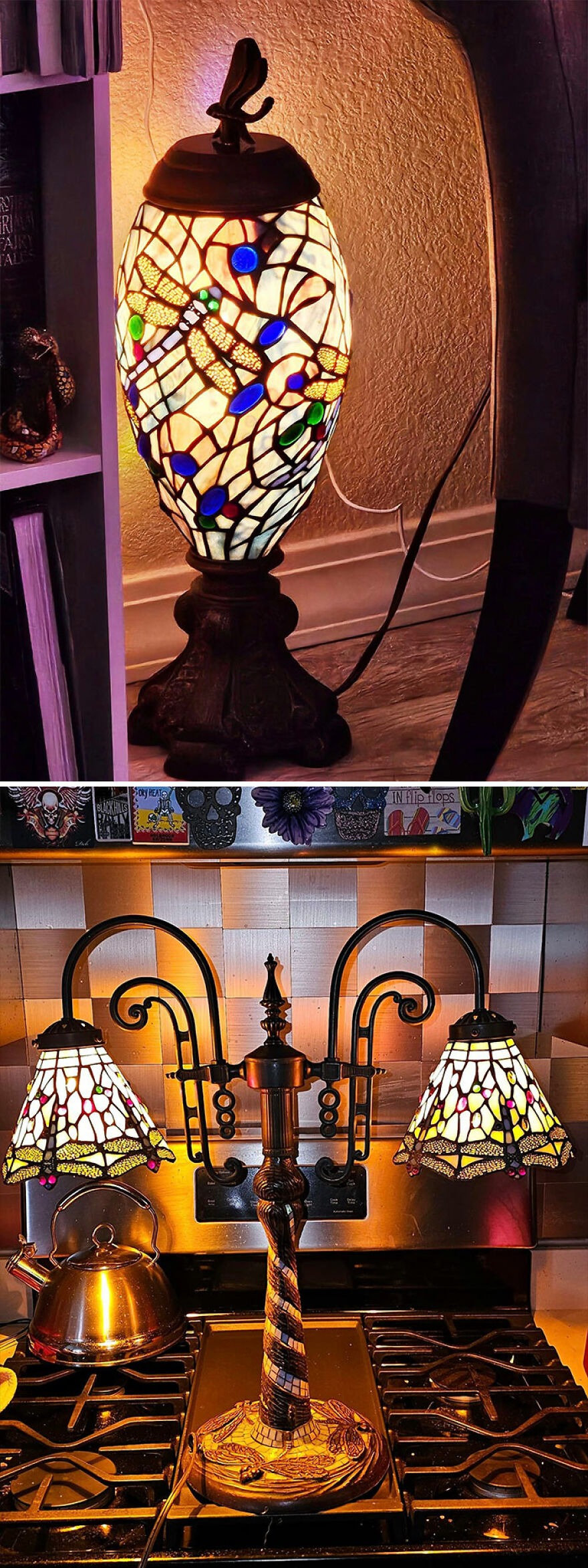 I'm Pretty Excited The Lamp On The Left Was On The Marketplace In Bullhead City, Az For $25 And I Said I Want It I'll Come Get It. She Said Yeah I Was In My Grandma's Stuff We Have One More And I Said Are You Selling It She Said Sure And She Brought It Out 25 Bucks... They Were Very Very Dirty. But I Think It's An Excellent Score