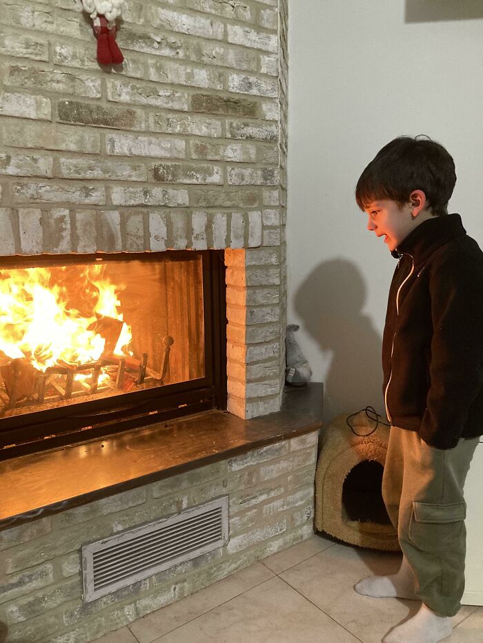 My Brother Crying Because We’re Burning Some Wood In The Fireplace