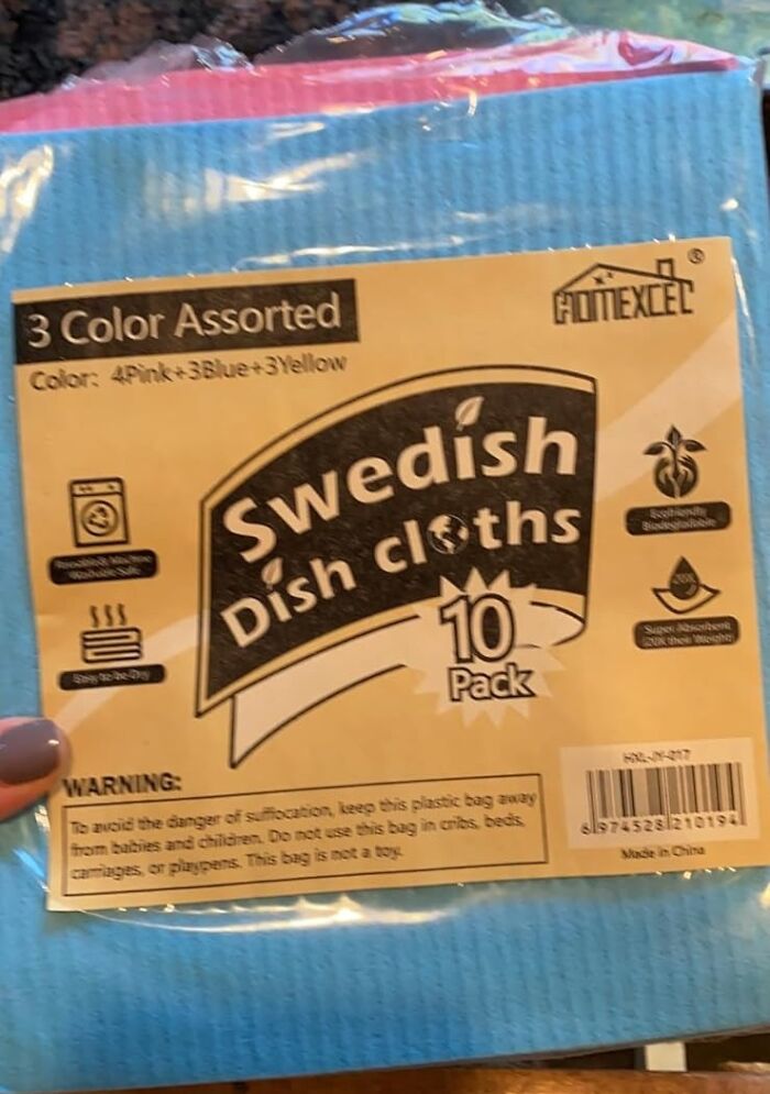 Swedish dish cloths in assorted colors, a problem-solving product to simplify cleaning tasks.