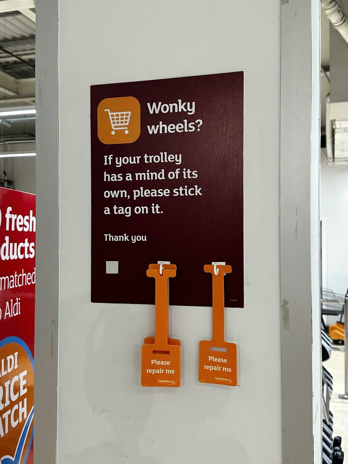 UK Supermarket Has A Tag You Can Add For Carts With Wonky Wheels