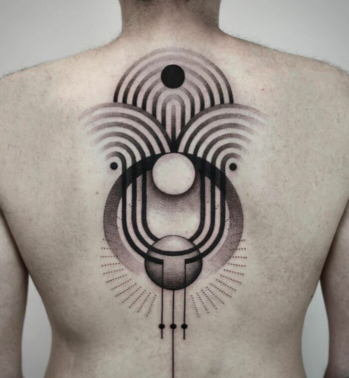 Abstract geometric tattoo on back