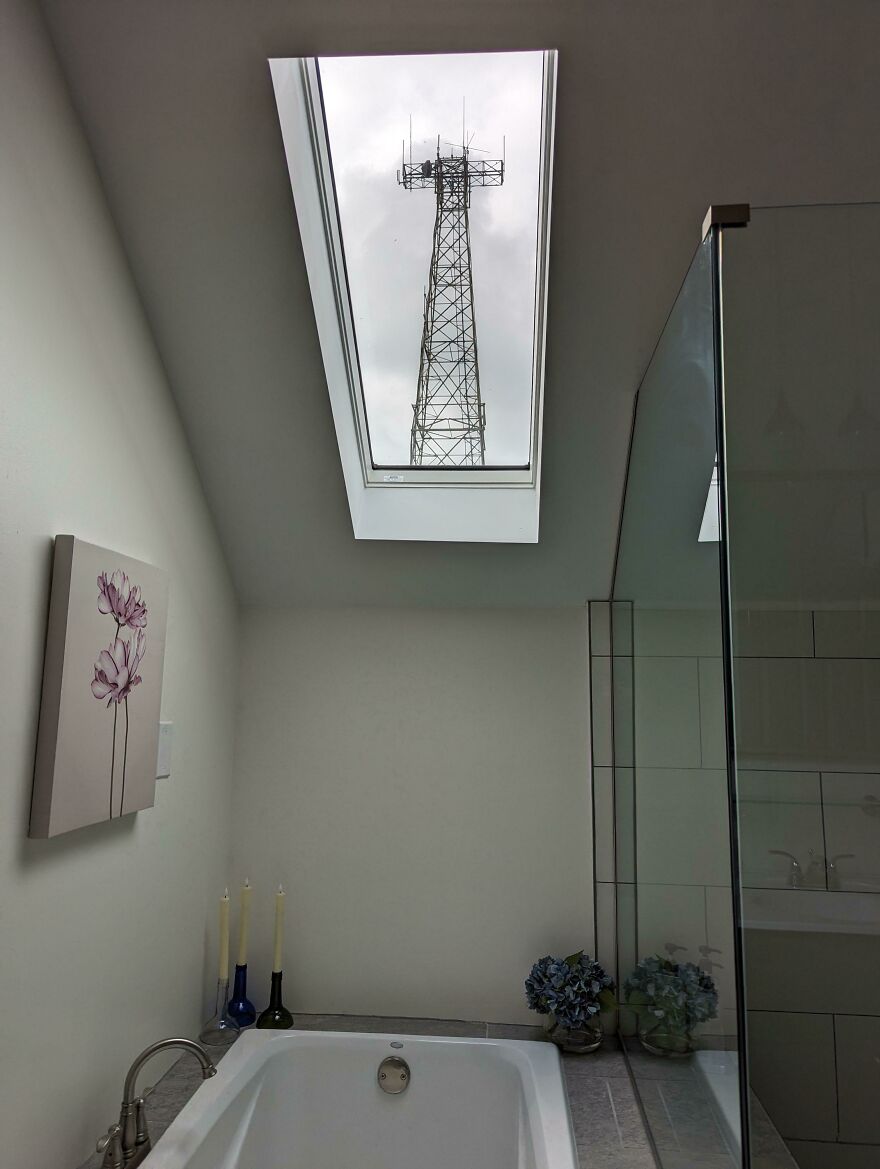 Installed A Lovely Sunlight In My New Bathroom, Without Realizing It Would Perfectly Frame That Horrid Tower