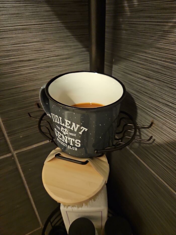 Yes I'm A Psychopath And Drink My Coffee On My Weekend Showers. But My Bar Soap Holder Fits A Mug Perfectly